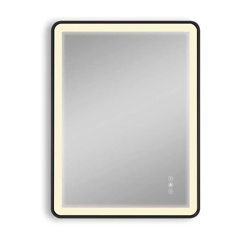 Black Framed LED Bathroom Mirror with Touch Sensor, Anti-Fog & Dimmable Lighting