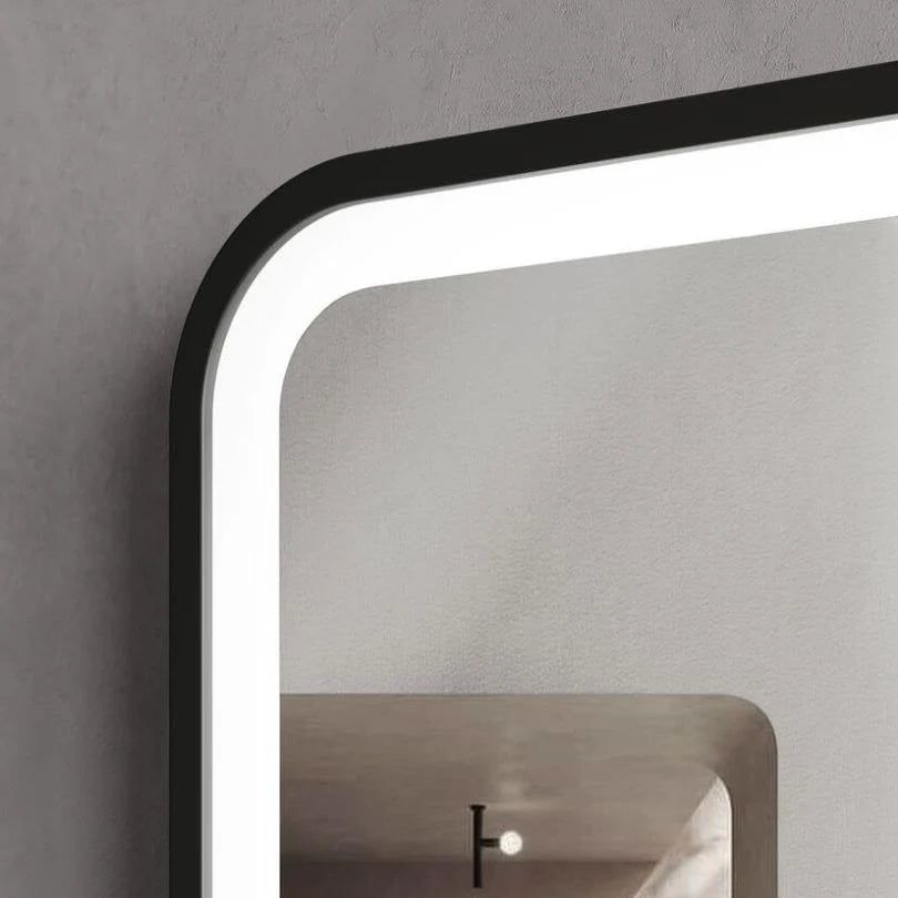 Black Framed LED Bathroom Mirror with Touch Sensor, Anti-Fog & Dimmable Lighting