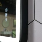 Black Framed LED Bathroom Mirror with Touch Sensor, Anti-Fog & Dimmable Lighting