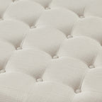 Round Tufted Linen Storage Ottoman Coffee Table, Ivory - Elirian