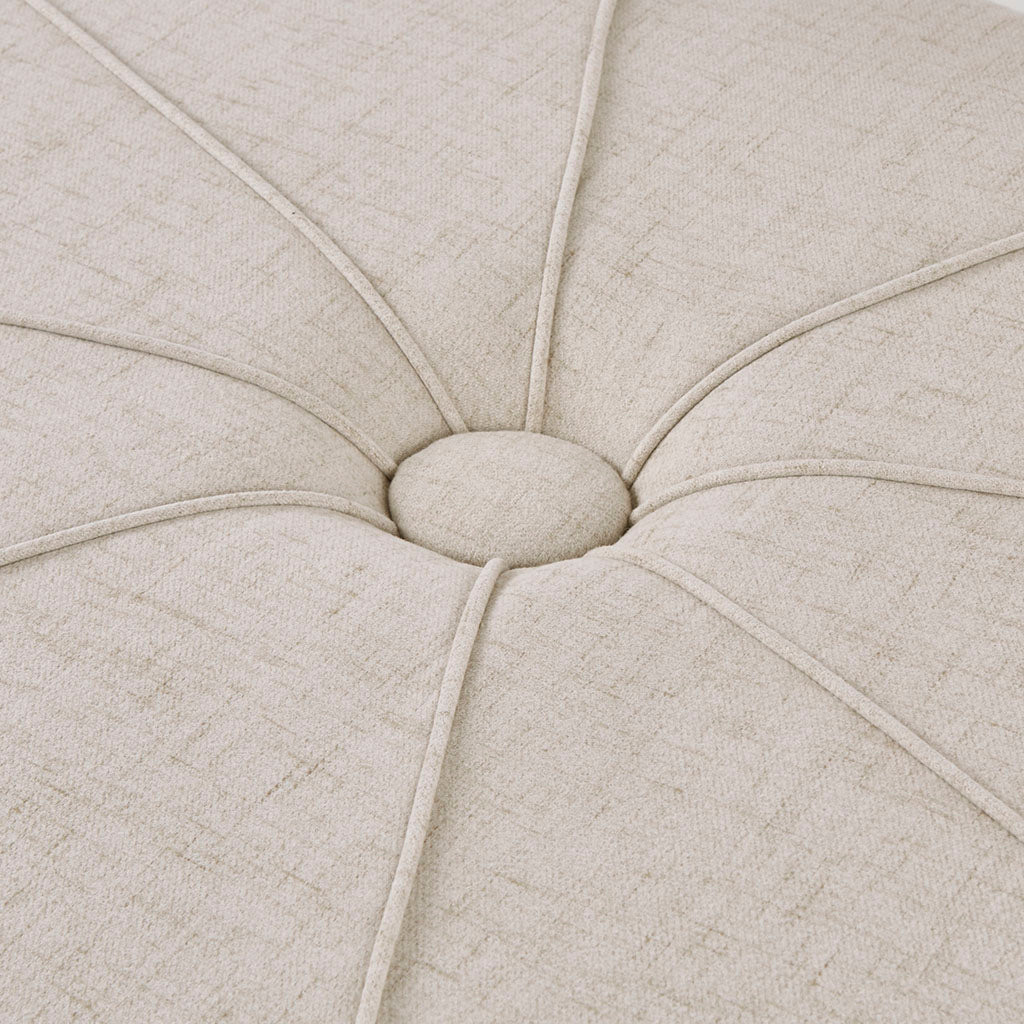 Cream Oval Tufted Cocktail Ottoman, 48" - Elirian