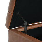 Cognac Brown Button Tufted Storage Ottoman in Faux Leather - Elirian