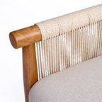 Mid-Century Accent Chair with Hand-Woven Paper Rope Arms and Linen-Blend Cushion - Elirian