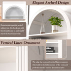 Arched White Bookshelf with Storage Cabinet and Adjustable Shelves - Elirian