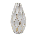 17.7" Novelty Shape White Ceramic Vase with Gold Accents