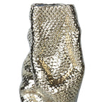 20" Sculptural Gold Ceramic Vase with Geometric Pattern