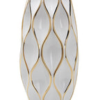 17.7" Novelty Shape White Ceramic Vase with Gold Accents