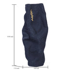 Navy Blue and Gold Geometric Ceramic Vase | 20" Abstract Sculptural Accent Piece