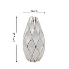 17.7" Novelty Shape White Ceramic Vase with Gold Accents