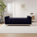 Sherpa Fleece Upholstered Bench with Bolster Pillows, Black - Elirian