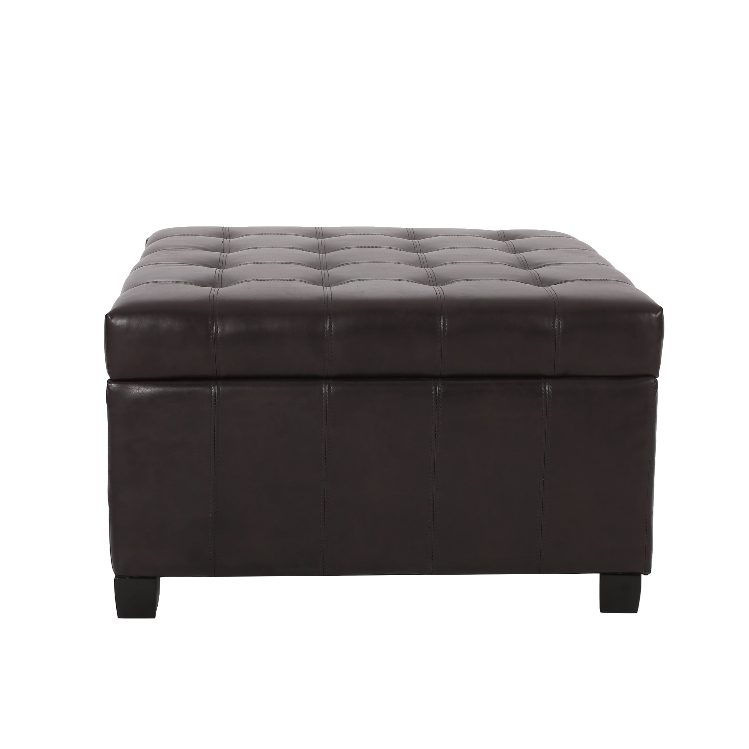 Tufted Storage Ottoman in Dark Brown PU Leather - Elirian