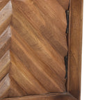 Dark Brown Mango Wood Nightstand with Cabinet Door and Iron Legs