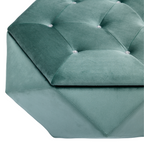 Velvet Diamond Tufted Storage Ottoman in Green - Elirian