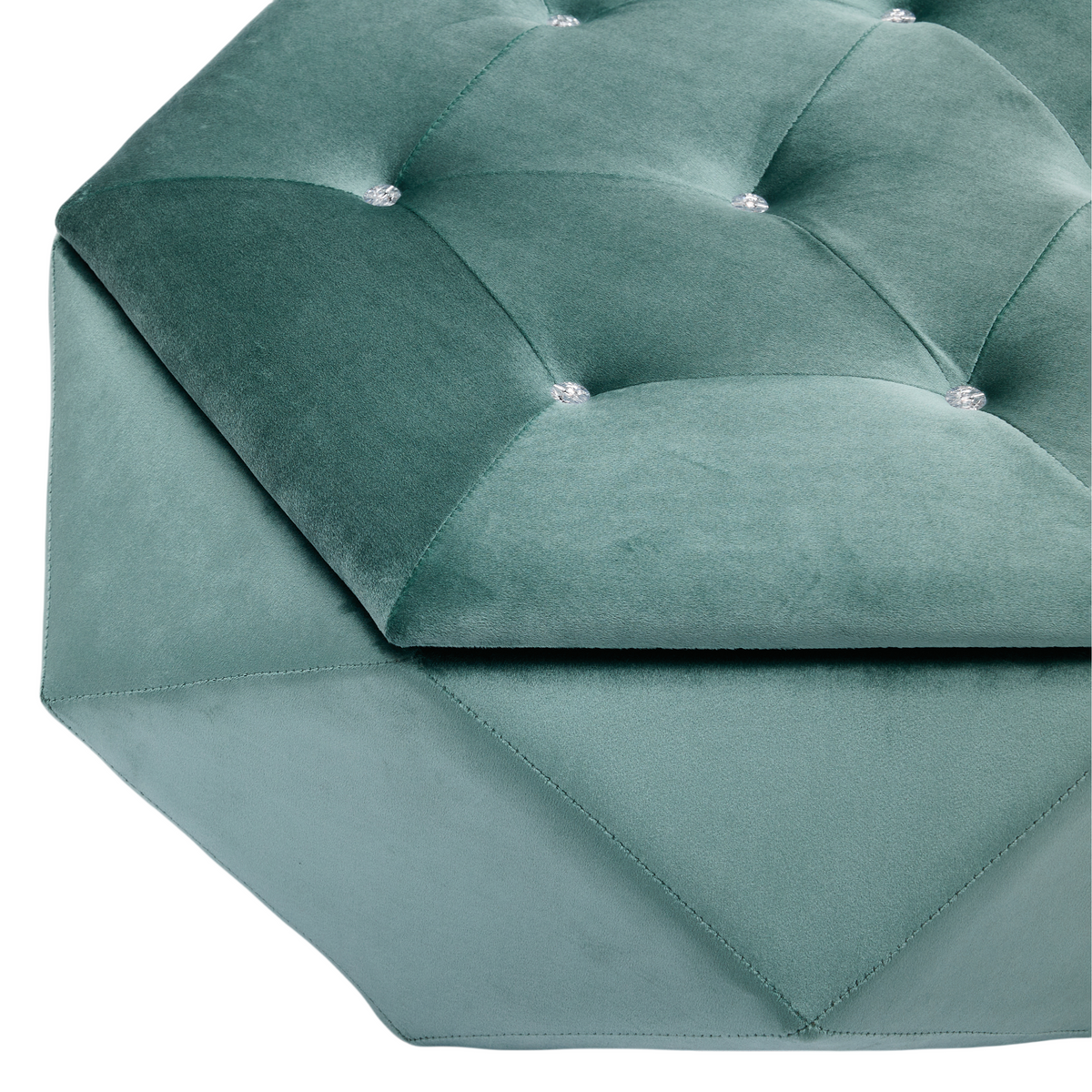 Velvet Diamond Tufted Storage Ottoman in Green - Elirian