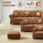 Faux Leather Modular Ottoman in Warm Brown - Elirian