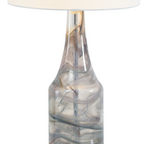 Grey Glass Table Lamp Set of 2 with Crystal Base and Linen Shade - Elirian