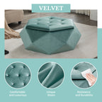 Velvet Diamond Tufted Storage Ottoman in Green - Elirian