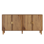 62.6-Inch Walnut Sideboard with Grooved 4-Door Storage - Elirian