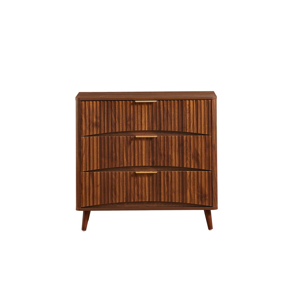 Fluted Walnut 3-Drawer Dresser, Set of 2 - Elirian