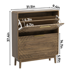 Walnut Mid-Century Shoe Cabinet with Flip-Top Drawers - Elirian