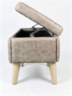 Velvet Storage Ottoman Bench with Built-in Tray, Grey - Elirian