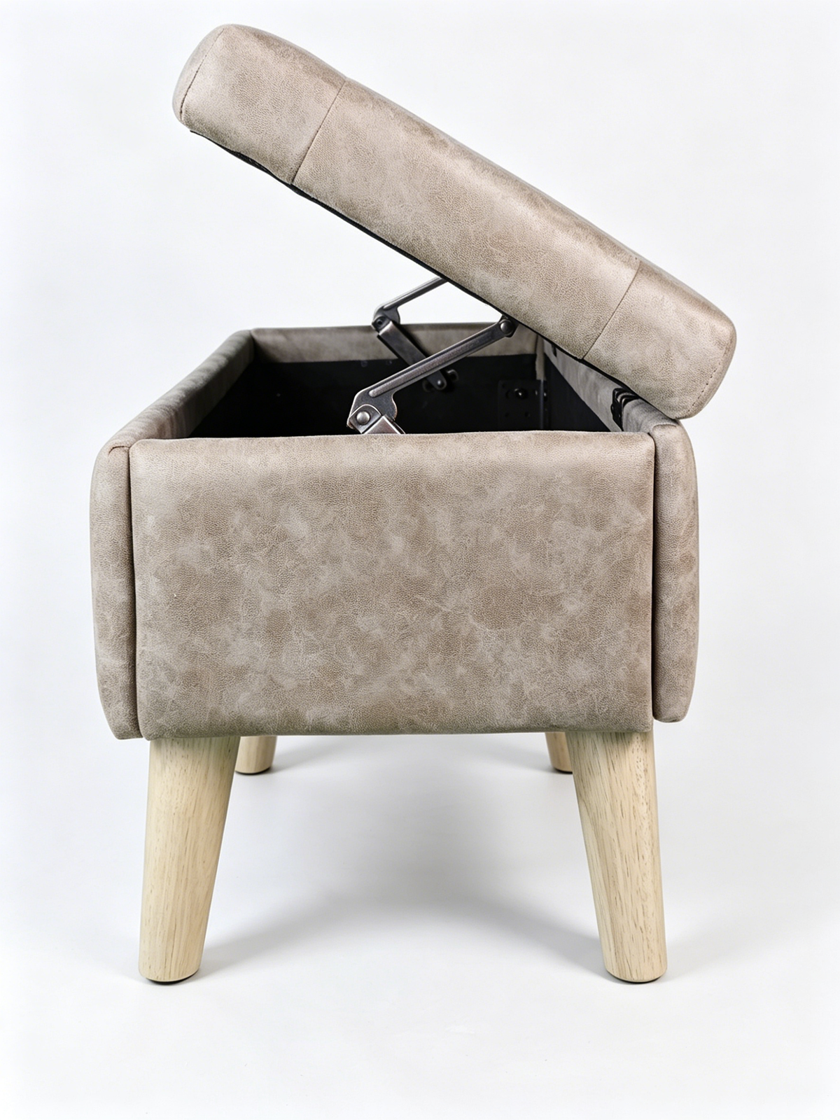 Velvet Storage Ottoman Bench with Built-in Tray, Grey - Elirian