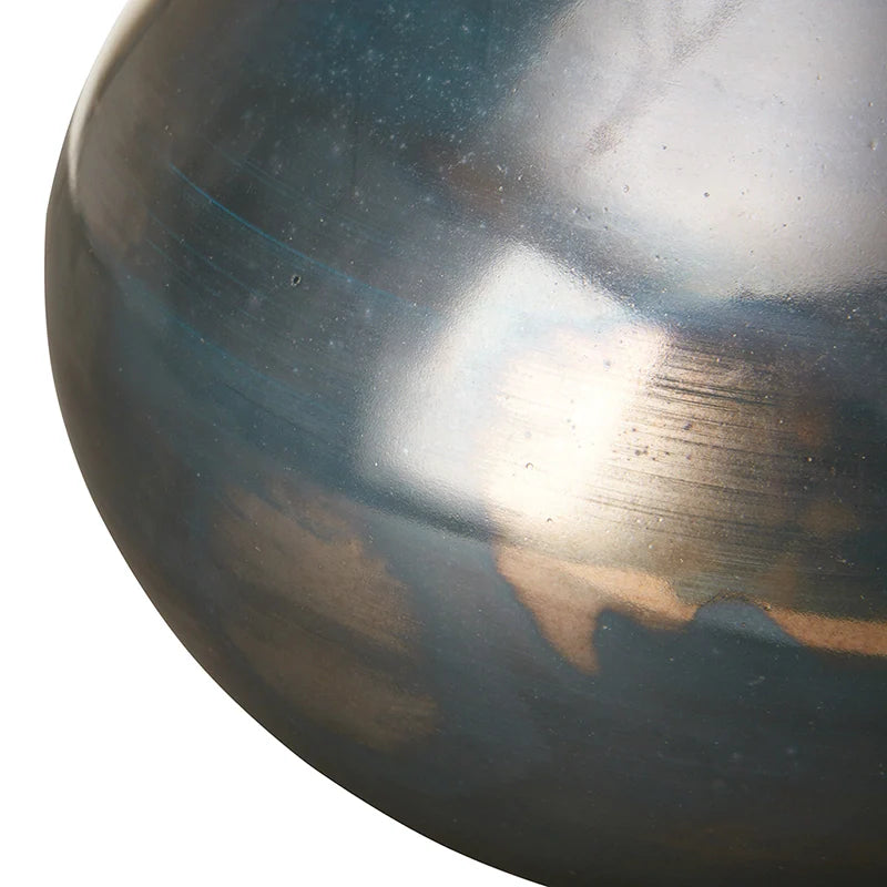 Aurora Blue and Bronze Decorative Glass Vase Set of 3, Gourd Shape