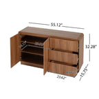 Light Walnut Sideboard with 2 Doors and 3 Drawers - Elirian