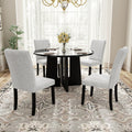 5-Piece Round Dining Set with Upholstered Chairs, 43-Inch Table - Elirian