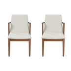 Mid-Century Modern Dining Armchairs, Beige & Walnut (Set of 2) - Elirian