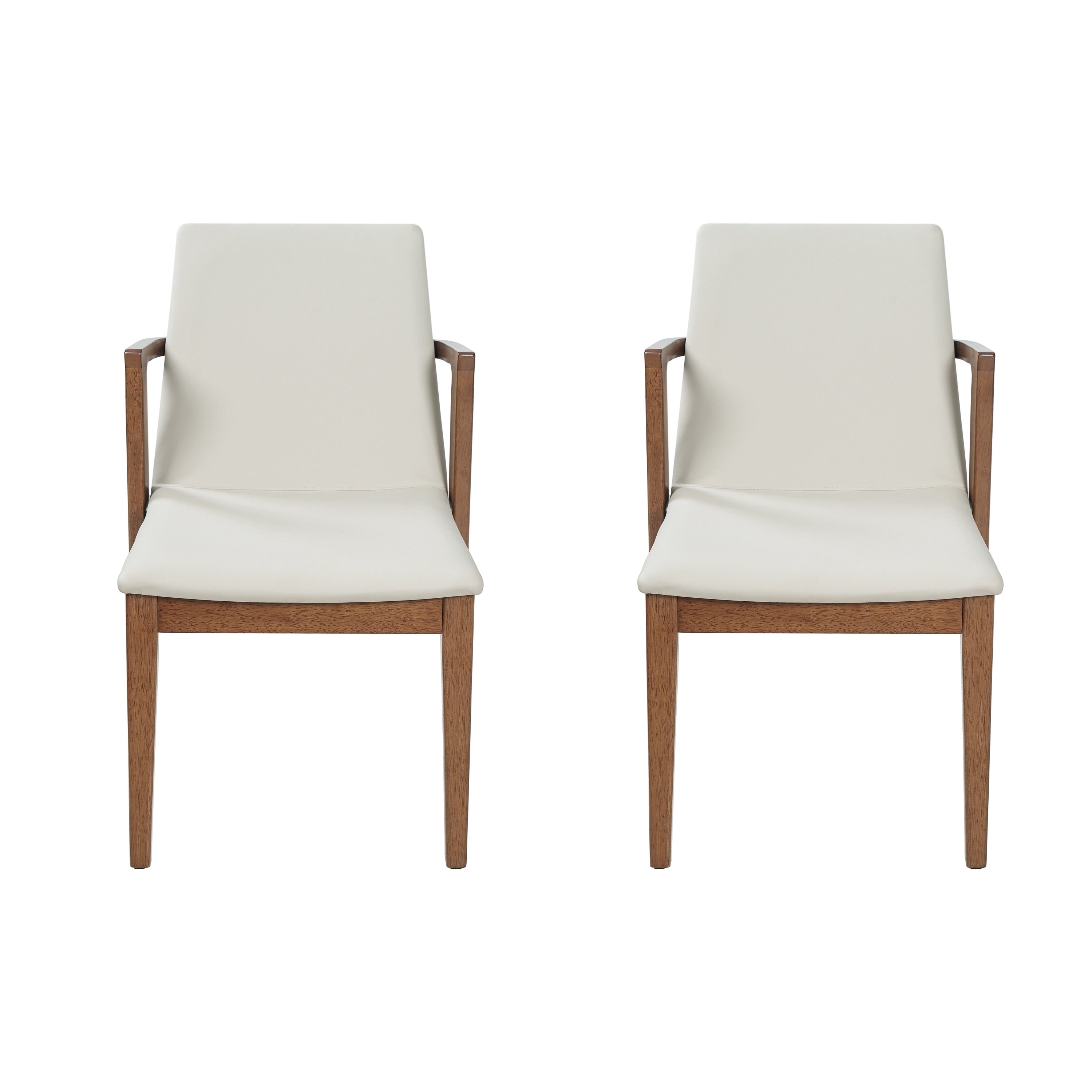 Mid-Century Modern Dining Armchairs, Beige & Walnut (Set of 2) - Elirian