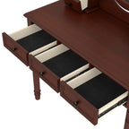 Vintage Walnut Vanity Desk Set with Adjustable Mirror & Velvet-Lined Drawers - Elirian