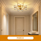 Brass Moravian Star Flush Mount Ceiling Light with Clear Glass - Porch - Elirian