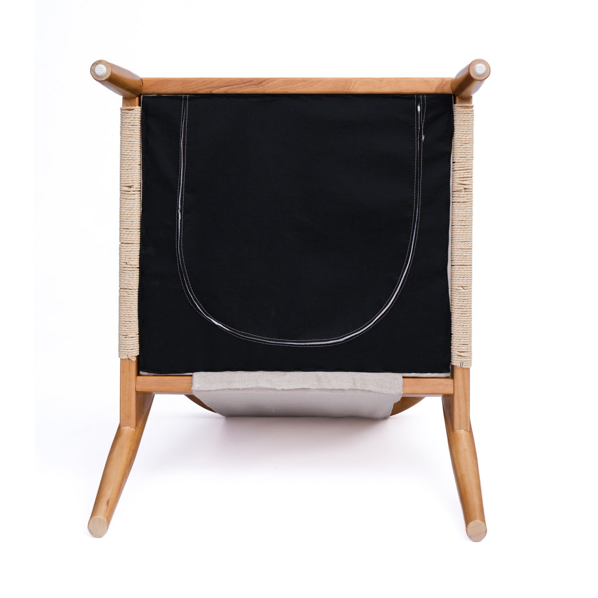 Mid-Century Accent Chair with Hand-Woven Paper Rope Arms and Linen-Blend Cushion - Elirian
