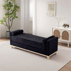 Sherpa Fleece Upholstered Bench with Bolster Pillows, Black - Elirian