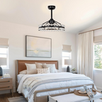 Black Crystal Caged Ceiling Fan with Light and Remote - Elirian