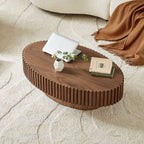 Handcrafted Oval Drum Coffee Table in Walnut - Elirian