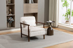 Mid Century Corduroy Storage Accent Chair with Solid Wood Frame - Elirian