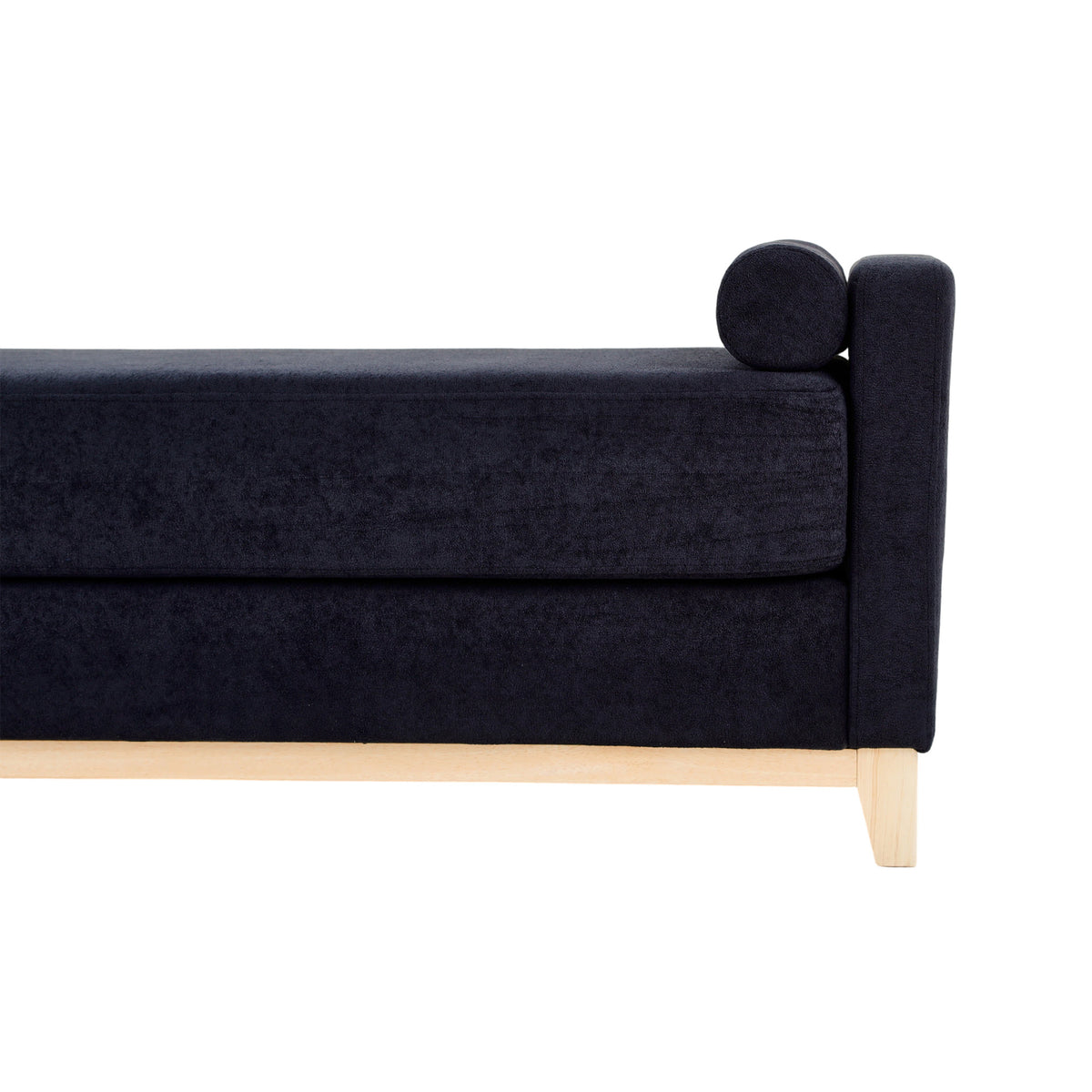 Sherpa Fleece Upholstered Bench with Bolster Pillows, Black - Elirian