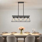 5-Light White Farmhouse Linear Chandelier for Dining Room and Kitchen Island - Elirian