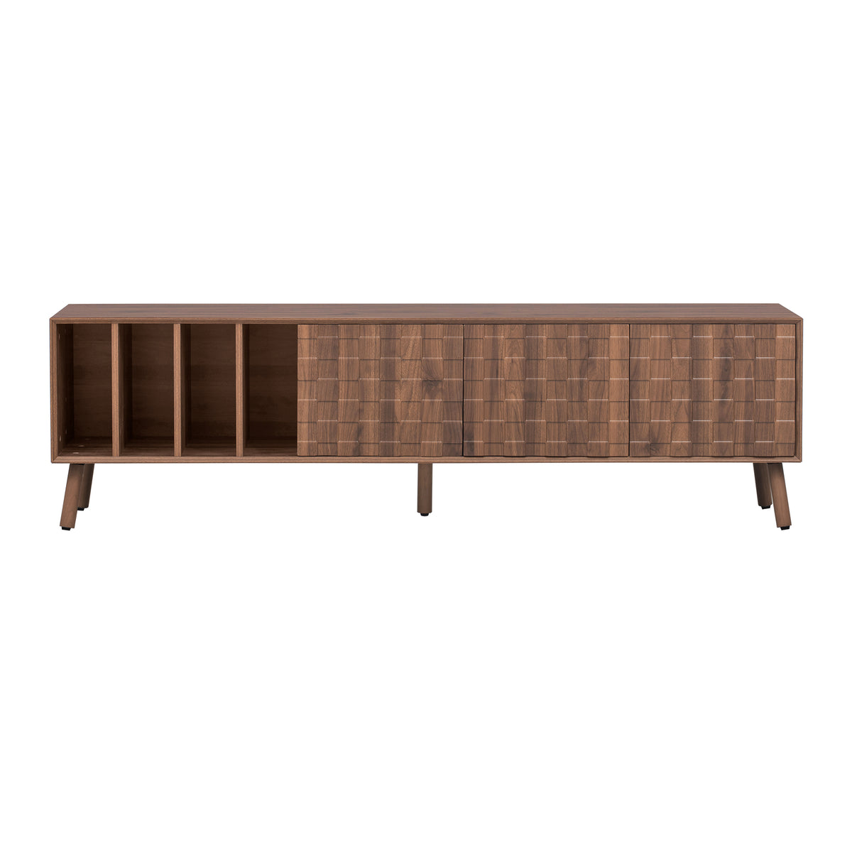 Walnut Mid-Century Modern TV Stand with Solid Wood Legs - Elirian