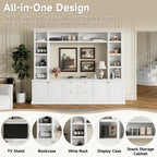 White Modern TV Stand with Bookcase for TVs up to 65 inch - Elirian