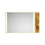 Wall-Mount Gold LED Vanity Mirror with Natural Stone Detail