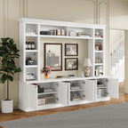 White Modern TV Stand with Bookcase for TVs up to 65 inch - Elirian