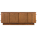 Fluted Coffee Table & TV Console Set in Warm Brown - Elirian