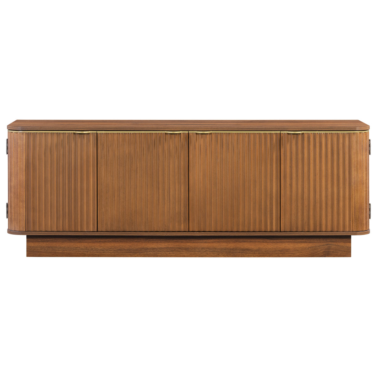 Fluted Coffee Table & TV Console Set in Warm Brown - Elirian