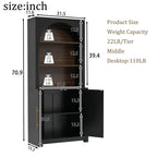 Black arched bookcase with storage cabinet, open display shelves, modern home furniture - Elirian