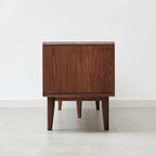 Solid Walnut TV Stand with Sliding Glass Doors &amp; 3 Drawers