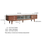 Solid Walnut TV Stand with Sliding Glass Doors &amp; 3 Drawers