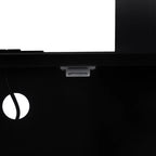 Black Brown Wood and Metal Nightstand with Built-In Power Socket